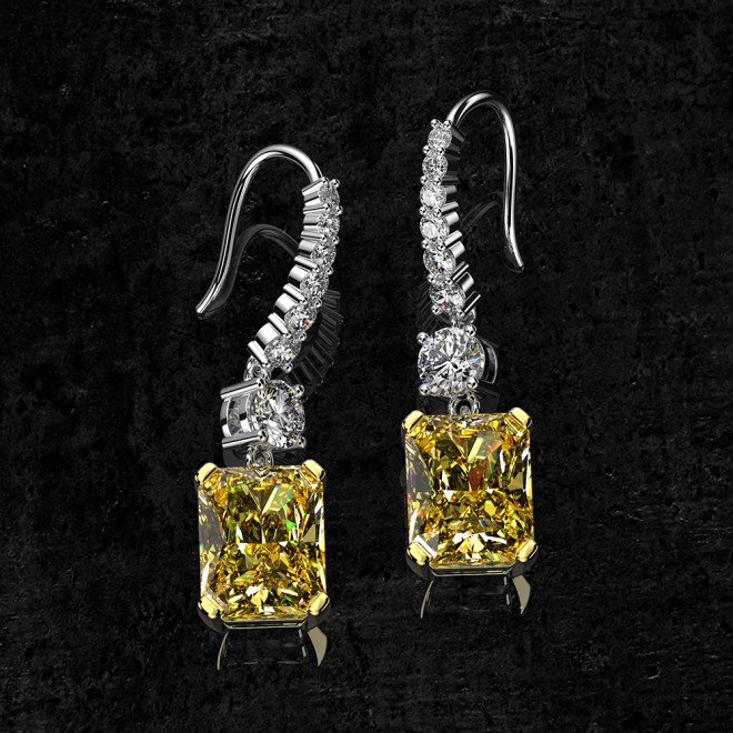 Yellow Diamond Stud Earrings
