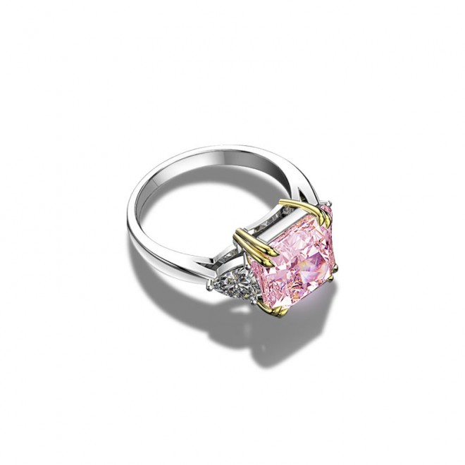 Square Pink Zirconium Ring